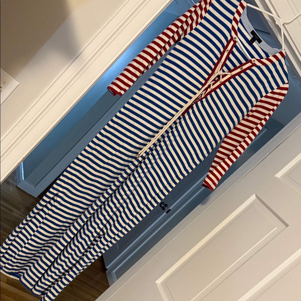 Striped Blue and Red Maxi Dress jcrew size S
